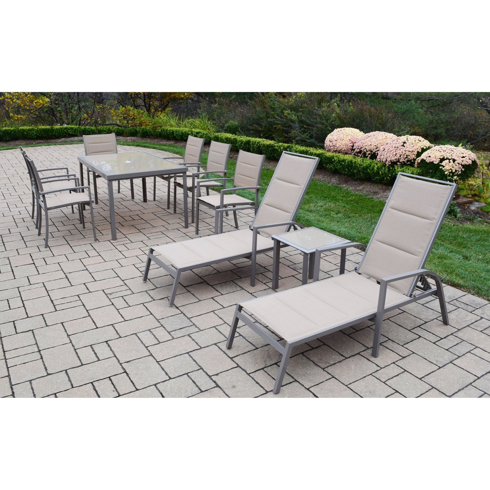 Oakland Living Padded Sling Aluminum Patio Dining and Chaise Lounge Set