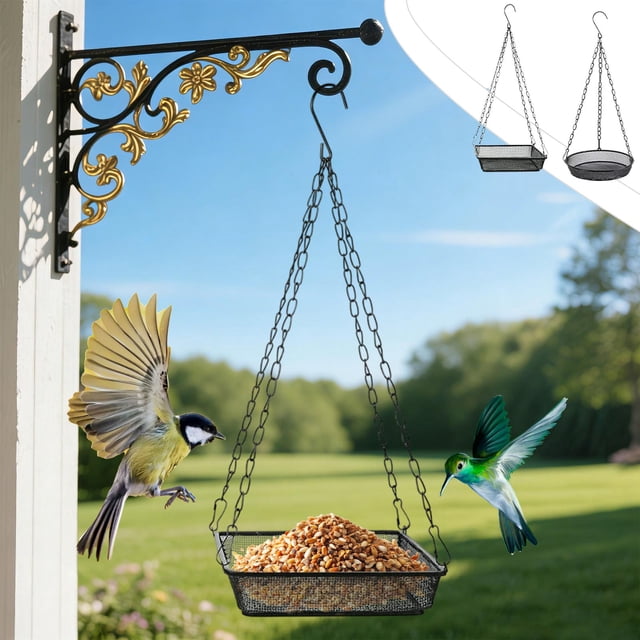 Sentmoon Bird Feeders for Outdoors Bird Feeders for Outdoors Hanging Hanging Bird Tableware Garden Hanging Bird Feeders Courtyard Outdoor Metal Mesh Hanging Plates for Feeding