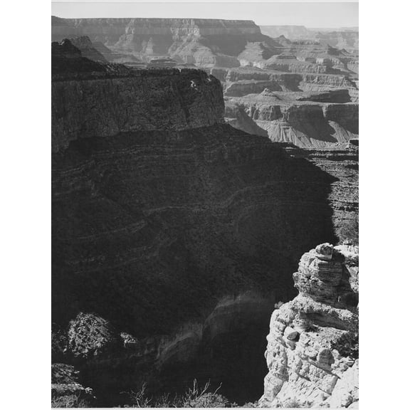 Art.com View Of Darkly Shadowed Canyon At Left & Center From South Rim 1941 Grand Canyon NP Arizona 1941 Art Print by Ansel Adams, 12" x 16"