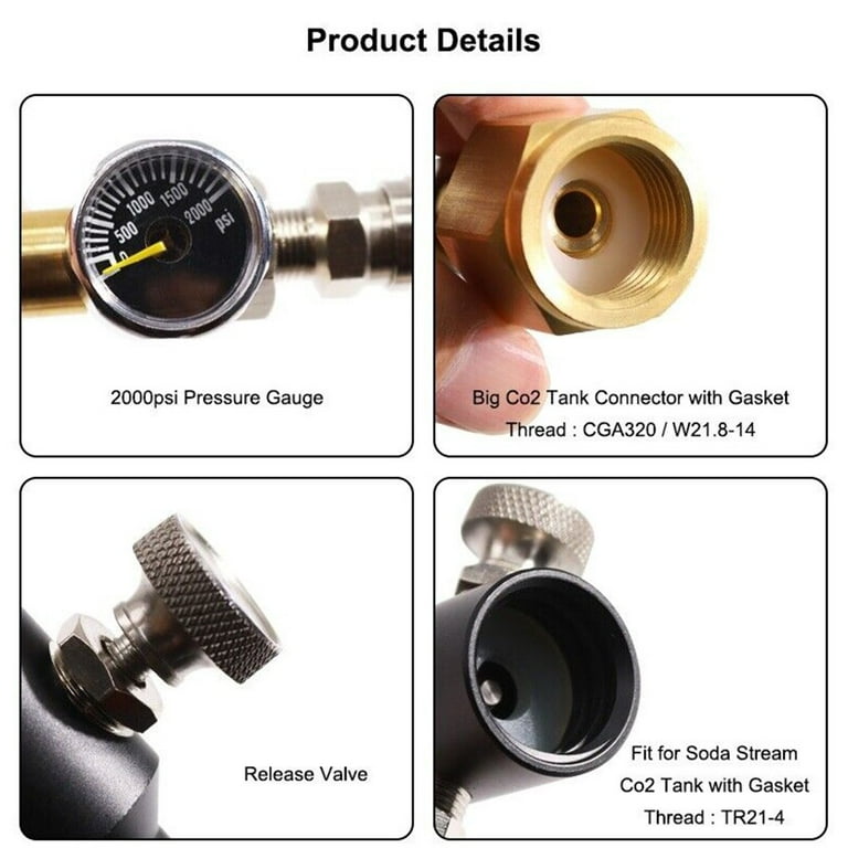 M18*1.5 Thread For Soda Stream Tank Maker Valve Adapter Refill CO2 Parts  Replace