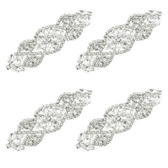 4 Pcs Dress Rhinestone Girdle Patch Sparkly Patches Material Bridesmaid