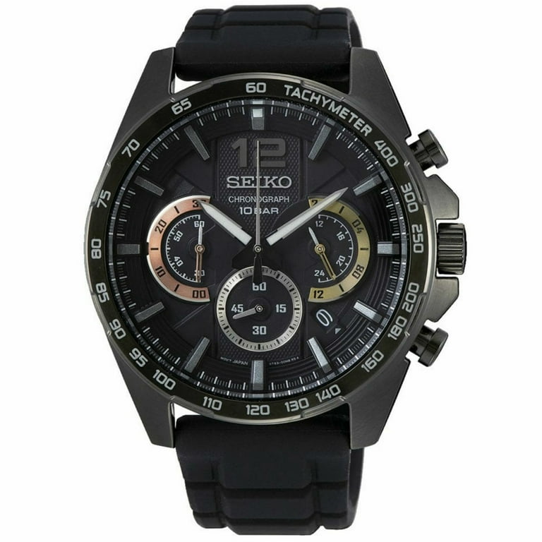 Seiko Men's Chronograph Quartz Watch, Black Dial, Stainless Steel