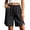 Black, variant on Womens Solid Drawstring Elastic Waist Knee Length Bermuda Shorts Side Split Hem Dual Side Hand Pockets Lightweight Woven Loose Fit Summer Casual Short Bottoms