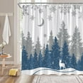 thumbnail image 3 of Merry Christmas Shower Curtain Colorful Xmas Tree Snowflake Blue Gray White Cartoon Rustic Farmhouse Vintage Winter Holiday Seasonal Festival Fabric Bathroom Decor Curtain Holiday Gift, 3 of 4