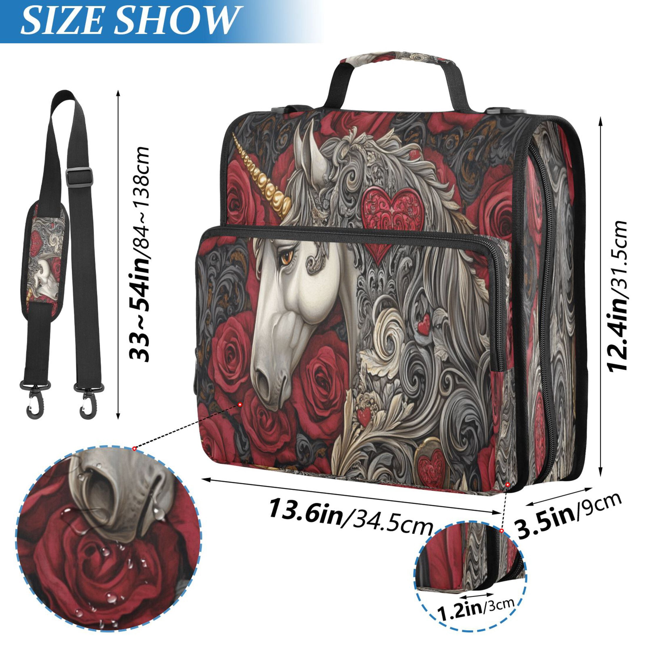 YAZAOO Zipper Binder trapper keeper Documents Organized Design Unicorn Roses Hearts Printed