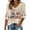 Beige, variant on Women's Patriotic America Floral Print V-Neck Top - Waffle Knit 3/4 Sleeve Casual Pullover for 4th of July & Daily Wear