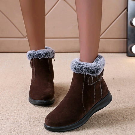 

NEGJ Women s Fashion Snow Boots Plus Velvet Thickening Large Size Cotton Shoes Short Boots
