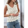 thumbnail image 4 of Women Summer Tank Top Trendy V Neck Crochet Sleeveless Shirts Sweater Vest White L, 4 of 8