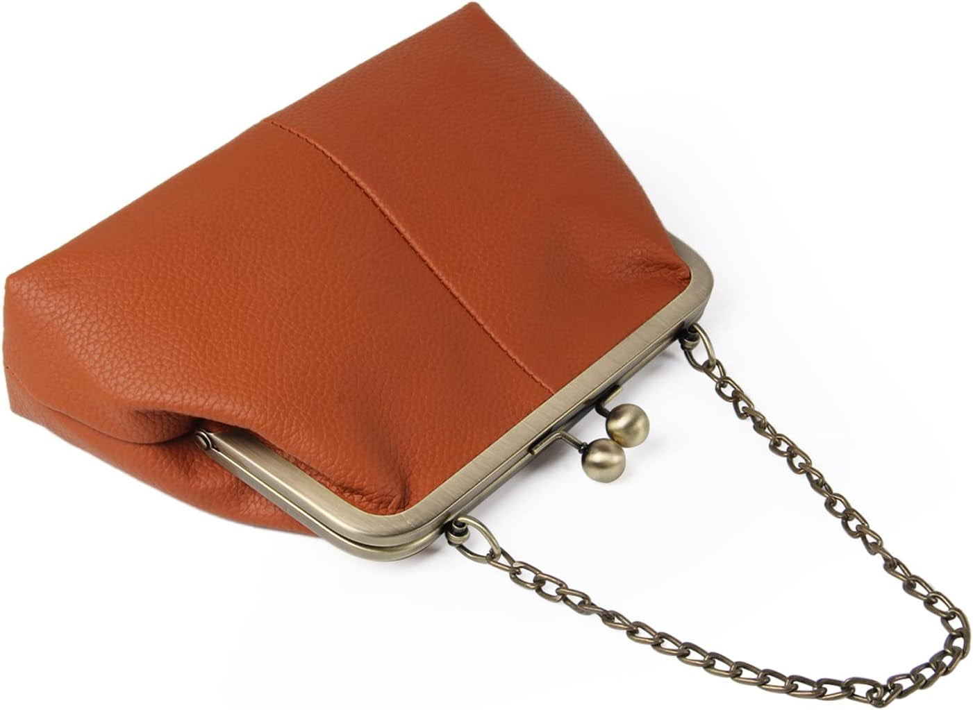 Gioobbt Retro Kiss Lock Clutch Shoulder Bag with Chain Strap Wallet