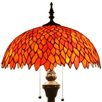 Red Wisteria Tiffany Floor Lamp Antique Bright Standing Reading Light 64" Tall Stained Glass Shade Boho Industrial Bronze Pole Vintage Base Kids Bedroom Living Room Corner Farmhouse Office WERFACTORY
