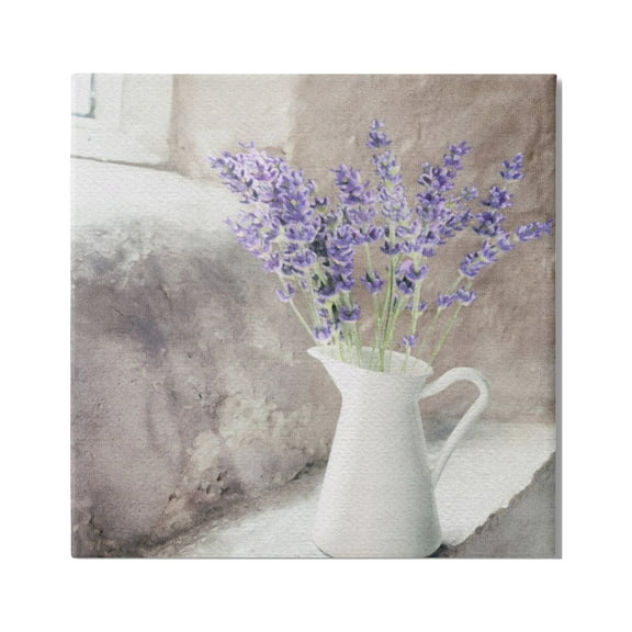 Stupell Industries Lavender Vase in Window Botanical & Floral Painting Gallery Wrapped Canvas Print Wall Art, 24 x 24
