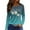 Blue, variant on WTOBBY Women's Fashion Casual Round Neck Printed Long Sleeve T-Shirt, Side Slit Hem Loose Fit Top, Breathable Cotton Blend for Everyday Street Style,Blue L