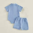 thumbnail image 4 of Mercatoo Newborn 0 3 6 12 18 Months Baby Boy Summer Clothes Solid Color 𝐑omper Short Sets Cute Casual Knit 2 Piece Infant Outfits, 4 of 7
