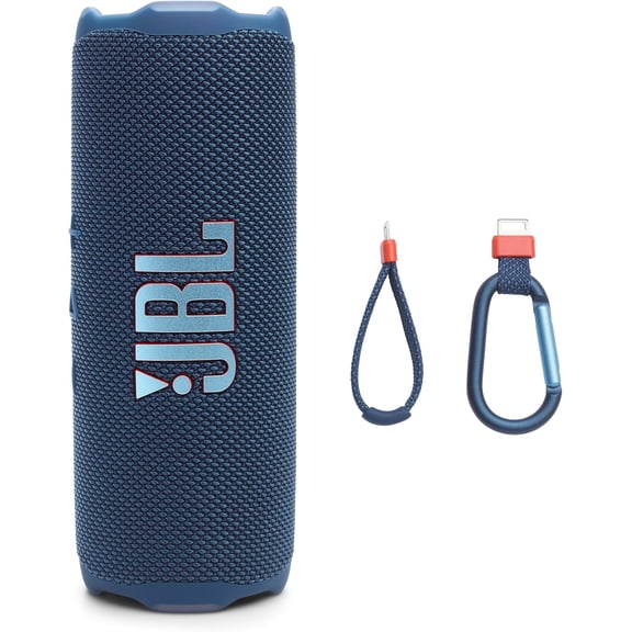 Restored JBL Flip 7 Portable waterproof and drop-proof speaker, Bold JBL Pro Sound with AI Sound Boost, 16Hrs of Playtime, and PushLock system with interchangeable accessories Blue Refurbished