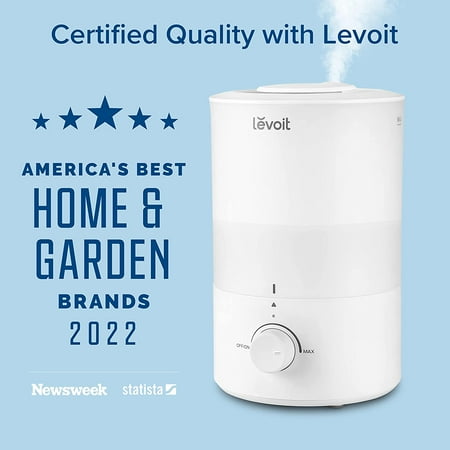 Levoit Cool Mist Humidifier for Room, 3L Top-Fill Humidifier for Bedrooms, and Baby Nurseries, with Aromatherapy, Dual 150, White