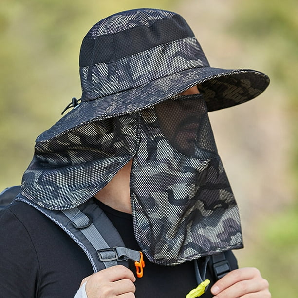 Polyester Men Bucket Hat Portable Fashionable Attachment Breathable  Foldable Colorful Stylish Adjustable Windproof Sunproof Hiking Fishing Cap  Cyan