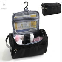 Gustave Toiletry Bag Travel Bag with Hanging Hook, Water-resistant Makeup Cosmetic Bag Travel Organizer for Accessories, Shampoo, Toiletries, Brushes, Black