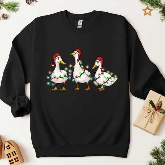 Christmas Duck Lights Sweatshirt: Funny Holiday Sweater