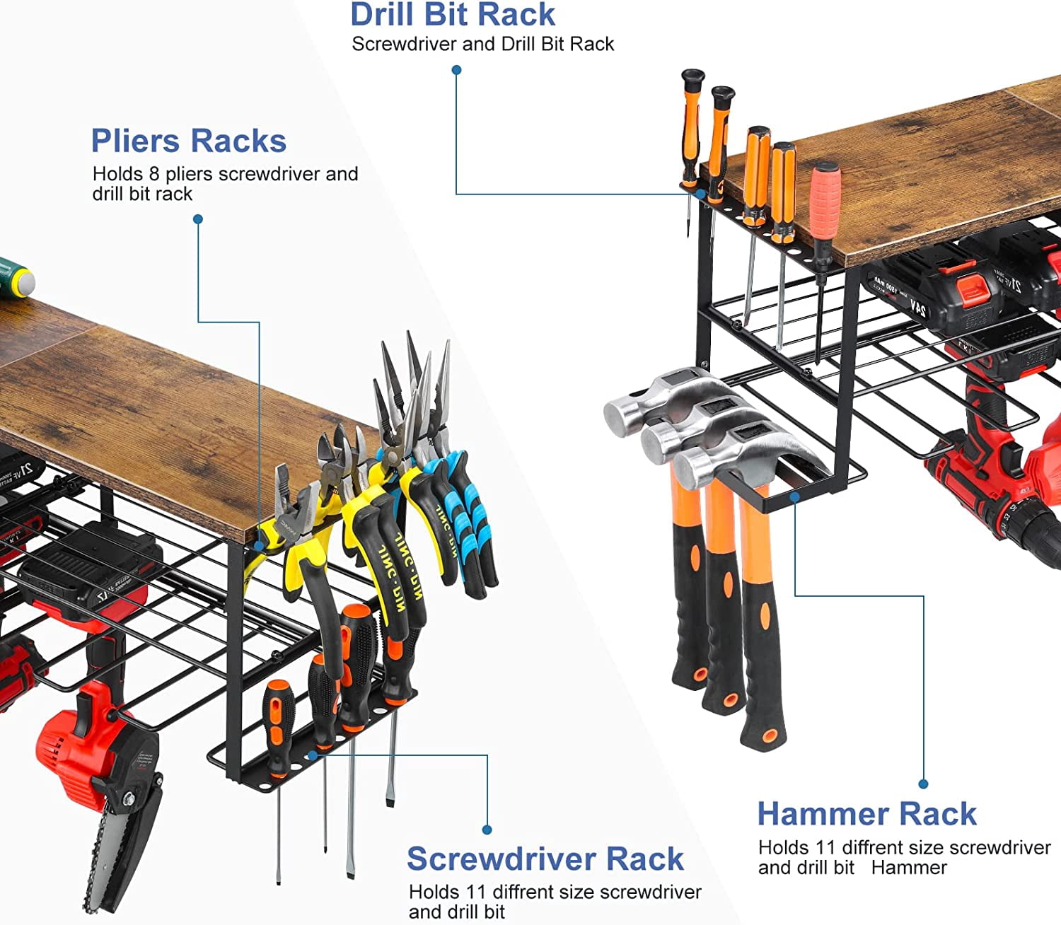 Power Tool Organizer Drill Holder Wall Mounted Garage Tool Shelf for Cordless Drills