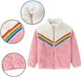 thumbnail image 4 of Chenyin Toddler Kids Boys Girls Winter Fleece Jacket Rainbow Splicing Plush Coats Baby Stand-Up Collar Casual Thickening Warm Outerwear for 1-7 Years, 4 of 8