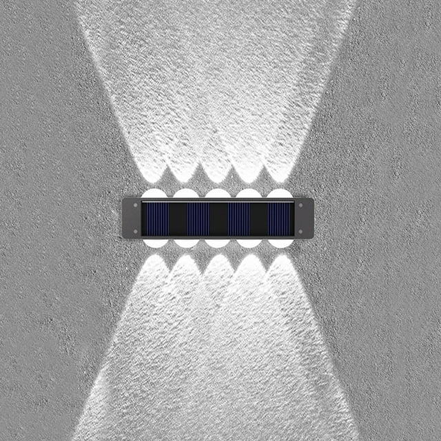 Cuatro lámparas solares para exteriores - Lámparas impermeables de plástico negro para porche, jardín, patio - Decoración moderna con iluminación de 8-10 horas