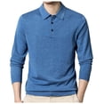 thumbnail image 1 of Chandail Tricoté Mince à Manches Longues pour Homme à Col Chemise Uni - Couche de Base Ajustée en Polyester Spandex, 1 of 4