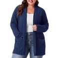 thumbnail image 2 of Cueply Women's Plus Size Open Front Cardigan Long Sleeve Ribbed Knit Lightweight Sweater Casual Outerwear with Pockets 1X-4X, 2 of 7