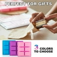 thumbnail image 5 of 3 Pack Silicone Soap Molds, 6 Cavities Rectangle Silicone Soap Molds, Great for Homemade Craft Soap Mold, Chocolate Mold, Cake Mold ＆ Ice Cube Tray - Just Pop Out（Pink & Blue & Purple）, 5 of 5