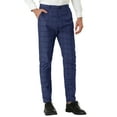 thumbnail image 5 of Unique Bargains Men's Slim Fit Plaid Business Pants Trousers with Pockets 32 Navy Blue, 5 of 7