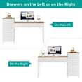 thumbnail image 3 of Condemo Computer Desk with 7 Drawers, 55 inch Home Office Desks with Reversible Drawer Printer Stand, Modern Compact Study Writing Table Workstation with Storage for Small Spaces, Brown and White, 3 of 8