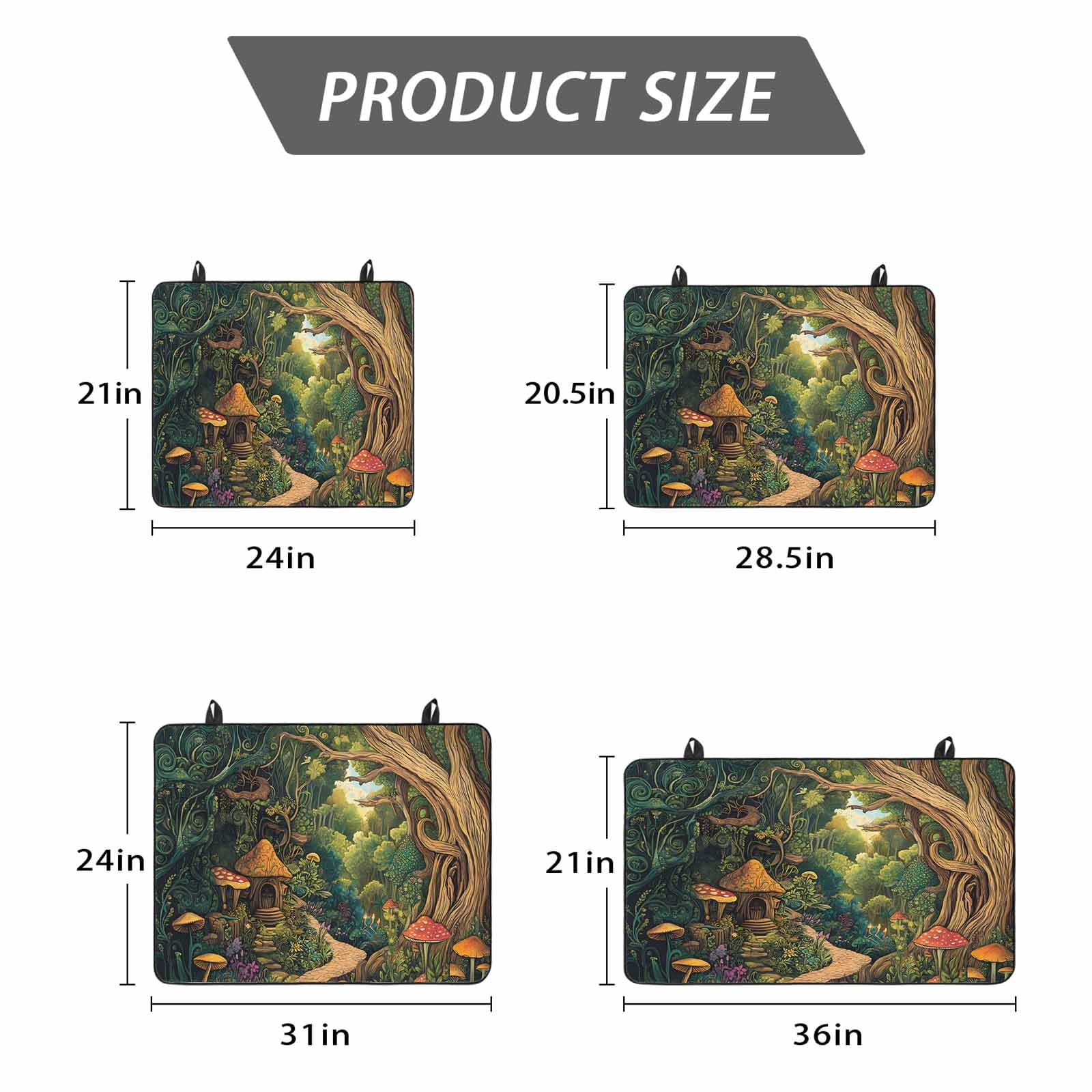 Forest Stove Top Cover for Electric Stove, Heat-proof & Non Slip Glass Top Stove Cover Protector, Vintage Cottage Mushroom Tree Floral Green Kitchen Flat Cooktop Rubber Mat 24x21 Inches