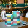 thumbnail image 3 of Yayeee Flameless Candles with Remote Flickering Battery Operated Multi Color Changing, Blue Checkered Pattern, 3 of 7