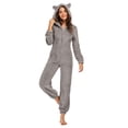 thumbnail image 3 of Women's Fleece Onesie Pajamas Bear Ear Hooded Jumpsuit Winter Warm Cozy Plush Zipper Romper Sleepwear Loungewear PLUS, 3 of 6