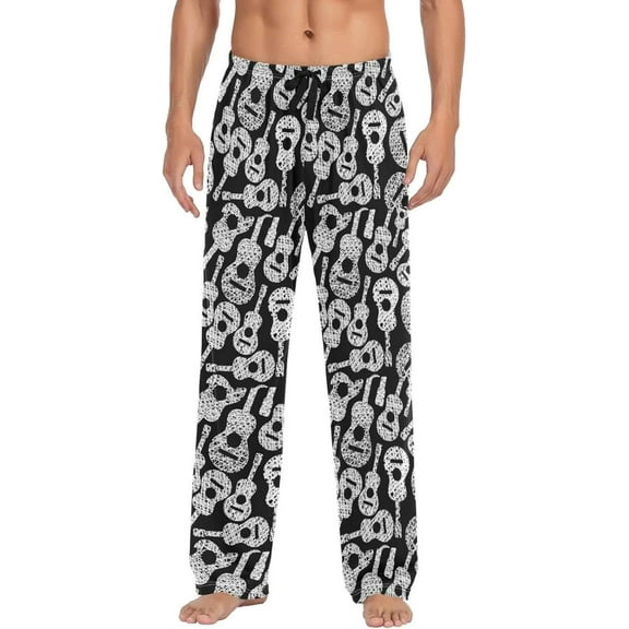 GZHJMY Guitar Pajama Pants for Men, Lounge Pants Lightweight Men Pajama Bottoms with Drawstring Pockets, Christmas New Year Birthday Gifts, Medium