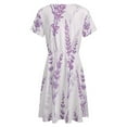 thumbnail image 5 of Lavender Floral Purple Dress Fashion Beach Short Sleeve Dresses Female Party Printed Sundress, 5 of 7
