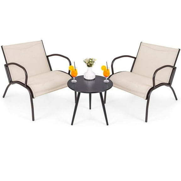 Resenkos Patio Furniture Sets,Outdoor & Patio Furniture Sets,Folding Chair Table Set with Soft Seat Cushions and Table-White