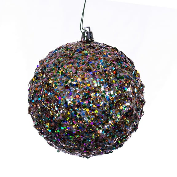 Vickerman 4.75" Multi-color Sequin Glitter Diamond Bauble Christmas Ornament, 4 pieces per bag