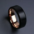 thumbnail image 2 of Wedding Rings For Men. 8mm Black Tungsten Wedding Band w/ Rose Gold Inside, 2 of 4