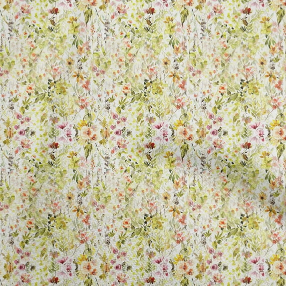 oneOone Cotton Poplin Twill Green Fabric Floral Dress Material Fabric Print Fabric By The Yard 56 Inch Wide