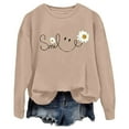 thumbnail image 5 of Sweatshirt for Women Smile Letter Print Long Sleeve Lightweight Pullover Floral Graphic Relax Fit Fall Tops, 5 of 5