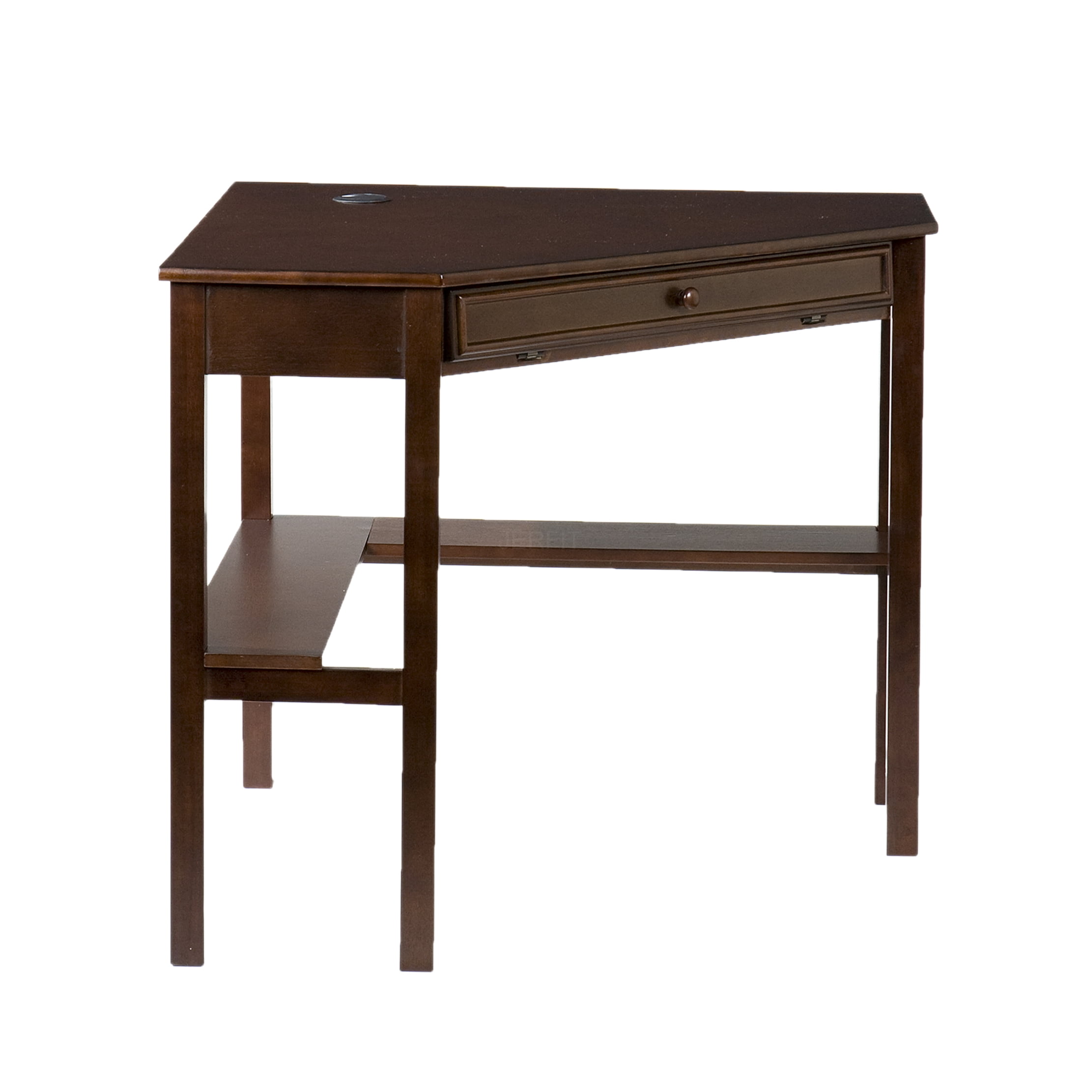 JERFIT Modern Espresso Wood Computer Desk with Drawers & Keyboard Tray, Home Office Writing Study Gaming Desk, Solid Wood Construction