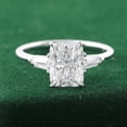 thumbnail image 2 of Bow Jewelry 14K White Gold Plated 1.97 Ct Radiant Cut Moissanite Ring - Gorgeous Mid Century Engagement Wedding Baguette Ring - Beautiful Solitaire Engagement Ring - Ideal Valentine Proposal Ring, 2 of 8