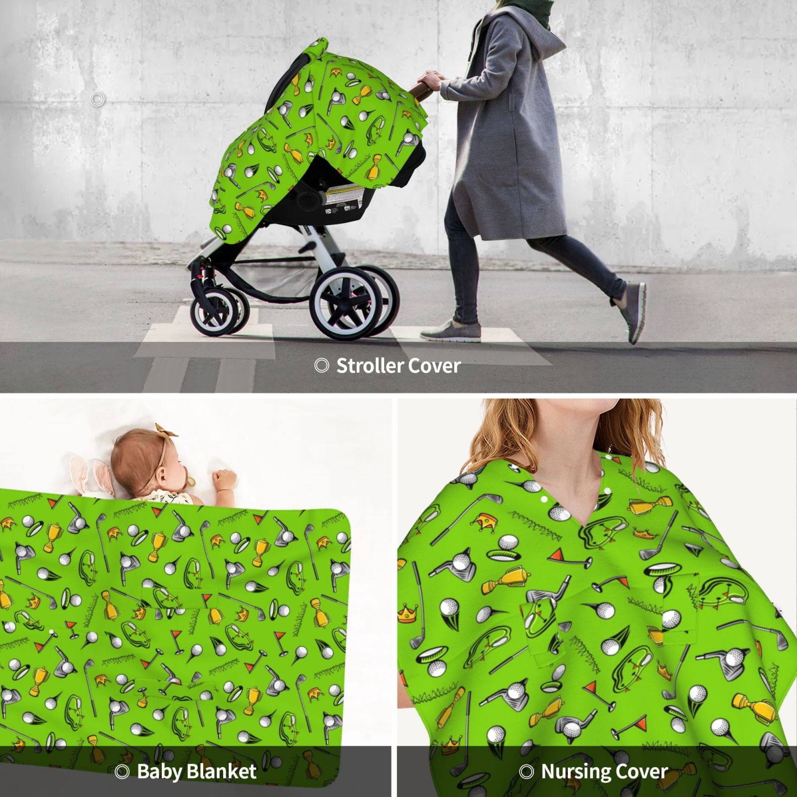 Car Seat Cover Baby - Golf Sport Club Breathable Infant Car Seat Cover for Baby Carseat, Lightweight Comfort Baby Essentials Must Haves Newborn Stuff for Girl Boy