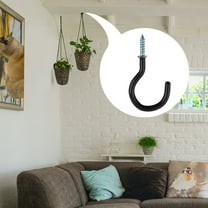 Wekvgz 10pcs Cup Hooks 2" Vinyl Coated Screw-in Ceiling Wall Thread Hooks Great for Hanging Indoor Outdoor Lights Black