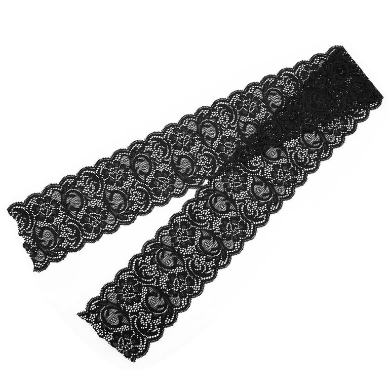 Ymiko Black Lace Ribbon, 10 Yards 3.9in Wide Elastic Trim For Sewing DIY  For Decorations 