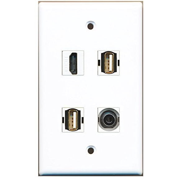RiteAV - 1 Port HDMI 2 Port USB A-A 1 Port 3.5mm Wall Plate