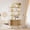 Natural, variant on 71" Tall Arched Bookshelf with Sliding Tambour Doors, Mid Century Modern Curved Metal Frame Bookcase, 4-Tier Storage Display Shelf for Living Room/Bedroom/Home Office