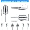 thumbnail image 4 of WSNIJFU 6 Pcs 6 Ounce Stainless Steel Ice Scoop Small Metal Candy Scoop Mini Ice Cube Scoop Little Sugar Scoop Cream Scoop for Home Kitchen Food Jars Coffee Beans Bar Buffet,Silver, 4 of 7
