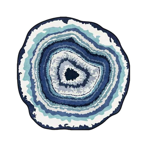 Hgallory Household Floor Mats for Bedroom Living Room, Polyester Non-Slip Floor Rugs for Entrance Sofa side, Annual Ring Pattern Home Decor Doormat Welcome Mats, 32"x32", 1 Pack, Blue, Round