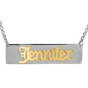 HEIGHTS JEWELERS 14Kt Solid Gold & Sterling Silver Personalized Old English Name Necklace with Sterling Silver Rollo Chain